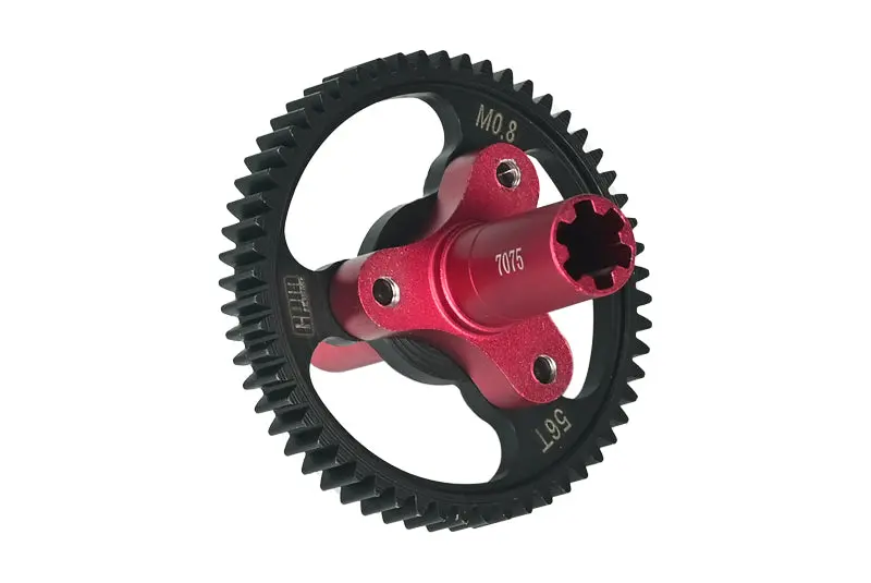 Medium Carbon Steel 56T Spur Gear 0.8 Module/32 Pitch For Arrma  1:10 Kraton 4S / Senton 3S / Vorteks 3S / Outcast 4S /  Big Rock V3 / Granite 3S / 1:8 Vendetta 3S / Infraction V3 / Typhon 3S - Red 1