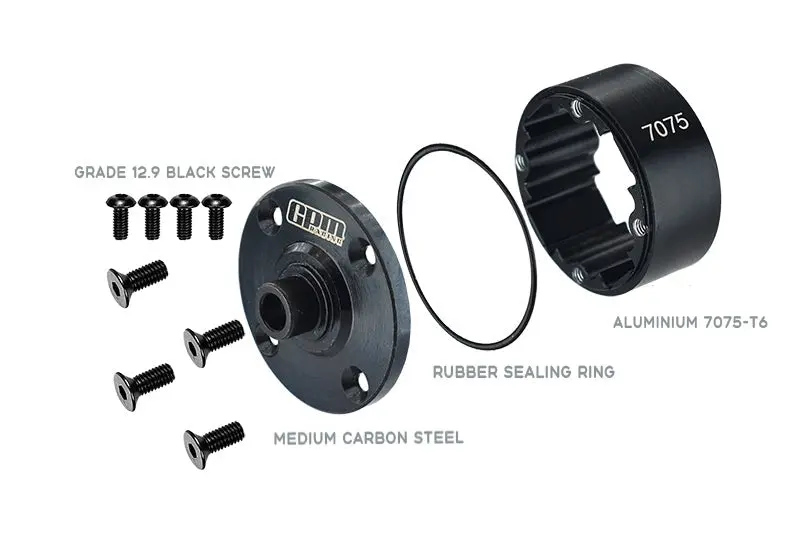 Medium Carbon Steel + Aluminium 7075-T6 Front Or Middle Or Rear Diff Case For Arrma 1:7 And 1:8 R/C Car Models - Black 2