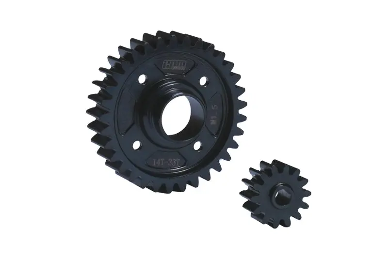 Medium Carbon Steel Center Diff Output Gear 33T And Input Gear 14T For Traxxas 1:5 X Maxx 8S-77086-4 / Xrt 8S-78086-4 / Xrt Ultimate 8S-78097-4 / X Maxx Ultimate 8S-77097-4 Upgrades - Black 1