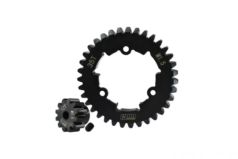 Medium Carbon Steel Motor Gear 12T With 35T Spur Gear For Traxxas 1:5 X Maxx 6S / X Maxx 8S / Xrt 8S Monster Truck Upgrades - 3Pc Set Black 1