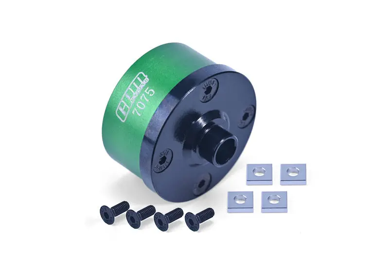 Medium Carbon Steel+Aluminium 7075 Front Middle Rear Diff Case For Losi 1:8 Lmt 4Wd Solid Axle Monster Truck / Lmt Mega Truck / Lmt Grave Digger/Son-Uva Digger / Tlr Tuned Lmt Kit Upgrades - Green 1