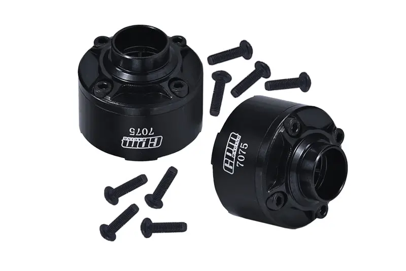 Medium Carbon Steel+Aluminum 7075 Front Center Rear Diff Case Set Of Two For Traxxas 1:5 X Maxx 6S / X Maxx 8S / Xrt 8S Monster Truck - Black 1
