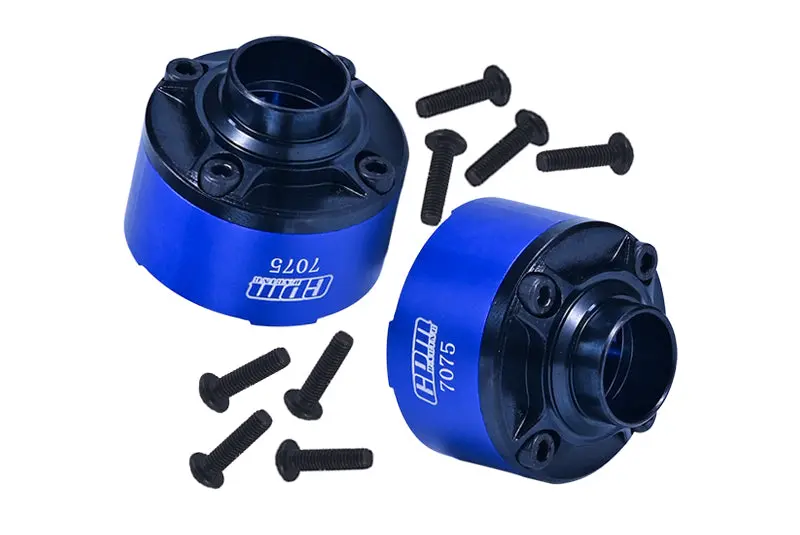 Medium Carbon Steel+Aluminum 7075 Front Center Rear Diff Case Set Of Two For Traxxas 1:5 X Maxx 6S / X Maxx 8S / Xrt 8S Monster Truck - Blue 1