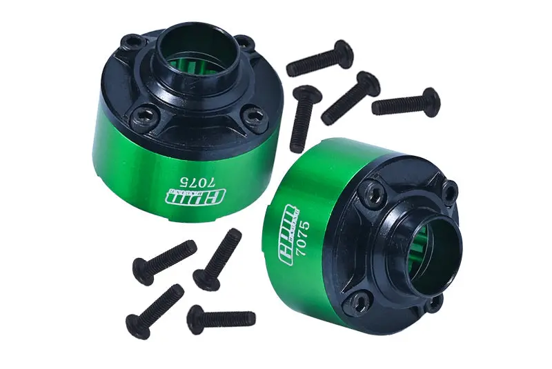 Medium Carbon Steel+Aluminum 7075 Front Center Rear Diff Case Set Of Two For Traxxas 1:5 X Maxx 6S / X Maxx 8S / Xrt 8S Monster Truck - Green 1