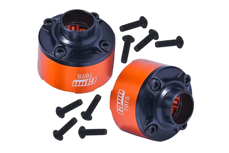Medium Carbon Steel+Aluminum 7075 Front Center Rear Diff Case Set Of Two For Traxxas 1:5 X Maxx 6S / X Maxx 8S / Xrt 8S Monster Truck - Orange 1