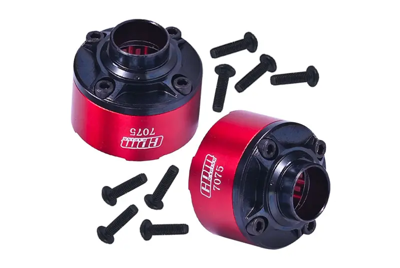 Medium Carbon Steel+Aluminum 7075 Front Center Rear Diff Case Set Of Two For Traxxas 1:5 X Maxx 6S / X Maxx 8S / Xrt 8S Monster Truck - Red 1