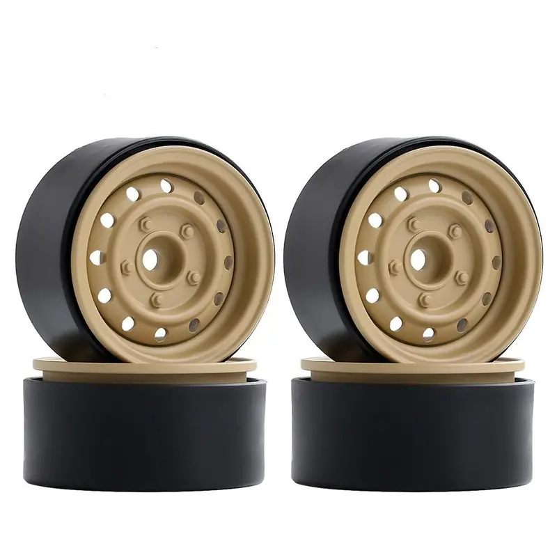 Metal 1.9" Beadlock 12-Holes Wheel Rim Hub For 1/10 Rc Crawler Car Axial Scx10 90046 D90 Traxxas Trx-4 - 4Pc Brown 1