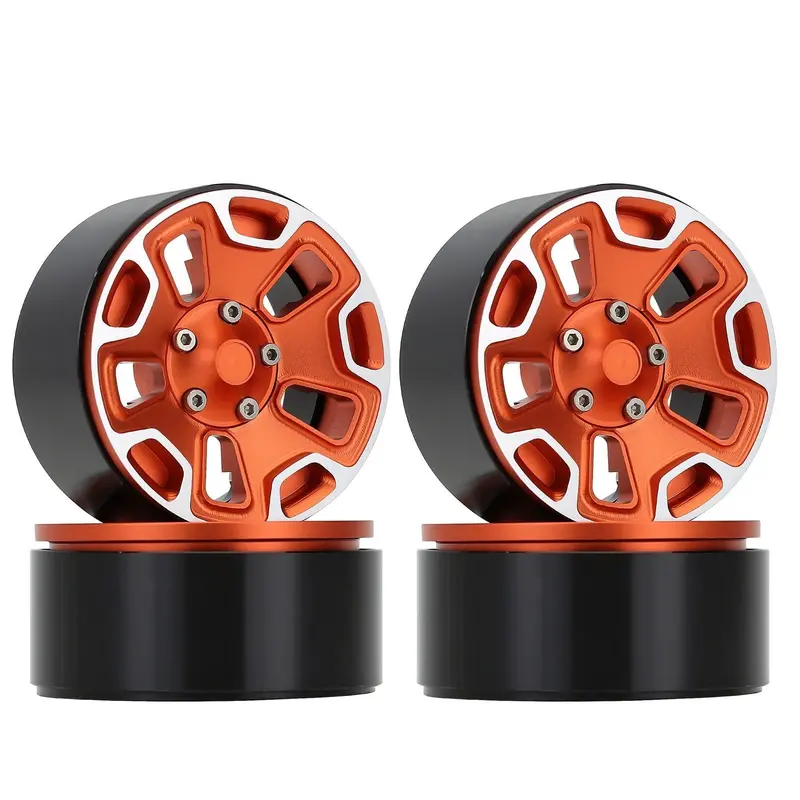 Metal 1.9" Beadlock Wheel Rims Hub For 1/10 Rc Crawler Car Jeep Wrangler Axial Scx10 90046 Traxxas Trx4 - 4Pc Gold 1