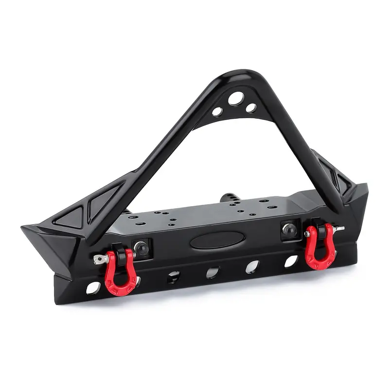 Metal Front Bumper With Lights For 1/10 Rc Crawler Traxxas Trx4 Axial Scx10 90046 & Scx10 Iii Axi03007 Axi03003 (Style A) - 1 Set Black 1