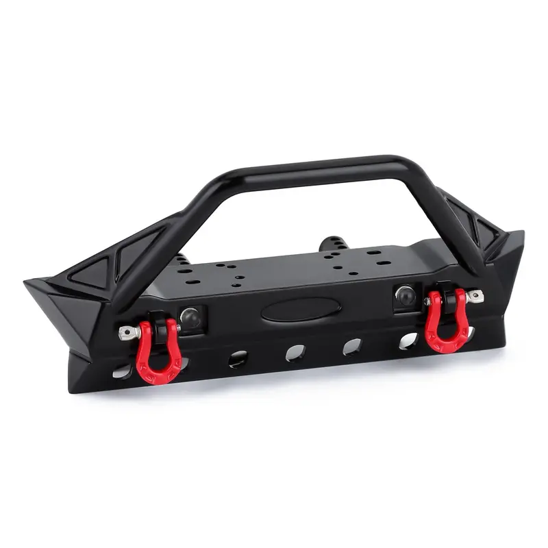 Metal Front Bumper With Lights For 1/10 Rc Crawler Traxxas Trx4 Axial Scx10 90046 & Scx10 Iii Axi03007 Axi03003 (Style B) - 1 Set Black 1