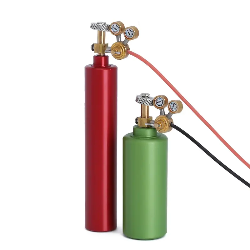 Metal Mini Oxygen & Acetylene Tank Welding Torch Accessory For 1/10 Rc Crawler Car Axial Scx10 90046 Traxxas Trx-4 Trx-6 - Red+Green 1
