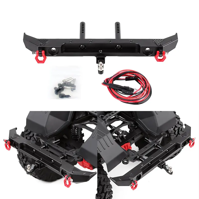 Metal Rear Bumper With D-Rings For 1/10 Rc Crawler Car Axial Scx10 Iii Axi03007 Upgrade Parts - 1 Set Black 1