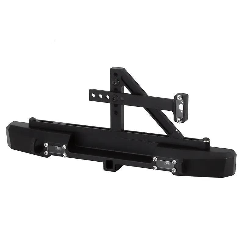 Metal Rear Bumper With Led Lights For 1:10 Rc Crawler Car Axial Scx10 90046 Traxxas Trx4 - 1 Set Black 1