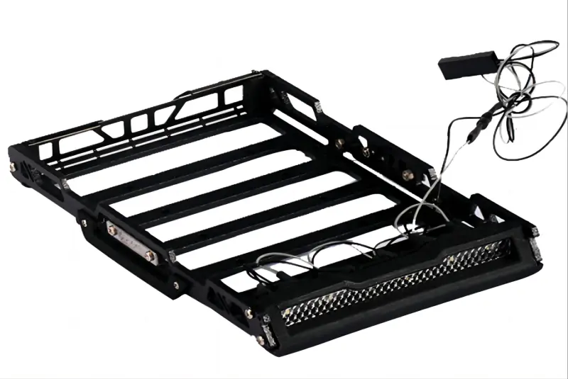 Metal Roof Luggage Rack With Led Light For Traxxas 1:18 Trx4m Ford Bronco Crawler 97074-1 / Trx4m Land Rover Defender 97054-1 Upgrades 1