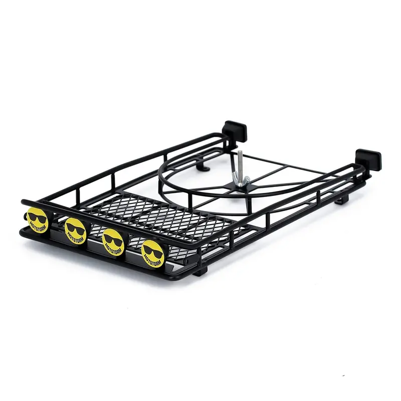 Metal Roof Rack Luggage Carrier With Smile Face Led Lights For 1/10 Rc Crawler Car Axial Scx10 Ii 90046 Traxxas Trx4 Bronco - 1 Set Black 1