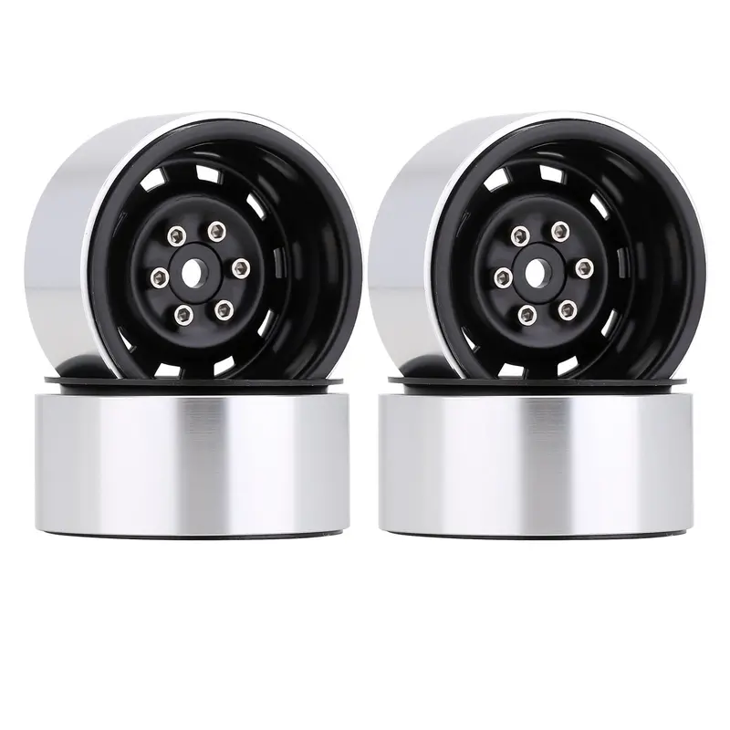 Negative Offset 3Mm Metal 1.9" Beadlock Wheel Rim Hub For 1/10 Rc Crawler Car Axial Scx10 90046 Traxxas Trx4 D90 - 4Pc Black 1
