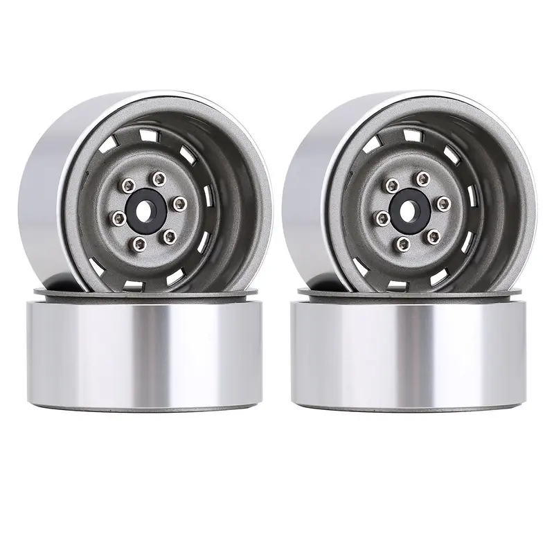 Negative Offset 3Mm Metal 1.9" Beadlock Wheel Rim Hub For 1/10 Rc Crawler Car Axial Scx10 90046 Traxxas Trx4 D90 - 4Pc Gray 1