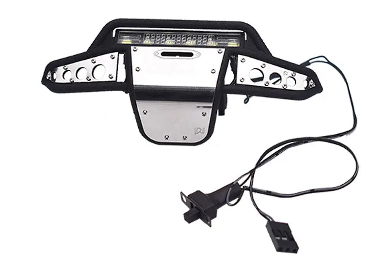 Nylon And Stainless Steel Universal Front Bumper With 6 Led Light Bulbs For Traxxas 1:18 Trx4m Ford Bronco Crawler 97074-1 / Trx4m Land Rover Defender 97054-1 Upgrades - Black 1