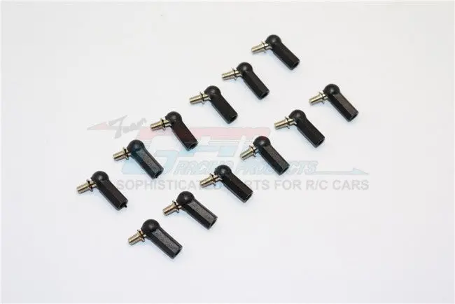 Nylon Ball Links With 3.9X2.5X4mm Balls (11Mm Long) For 1/14-1/18 Scale 2.6Mm Clockwise And Anticlockwise Turnbuckle - 12Pcs Set Black 1