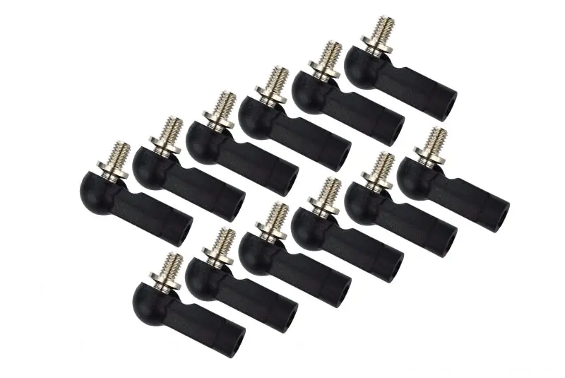 Nylon Ball Links With 4.8X3x4.5Mm Balls (14.5Mm Long) For 1/14-1/18 Scale 3Mm Clockwise And Anticlockwise Turnbuckle - 12Pcs Set Black 1