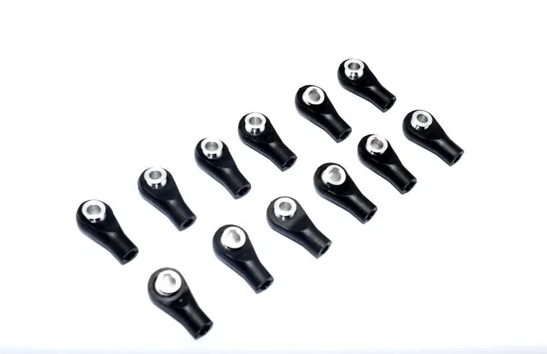 Nylon Ball Links With 5.8X3x6mm Balls (12.5Mm Long) For 1/10-1/18 Scale 3Mm Clockwise And Anticlockwise Turnbuckles - 12Pcs Set Black 1