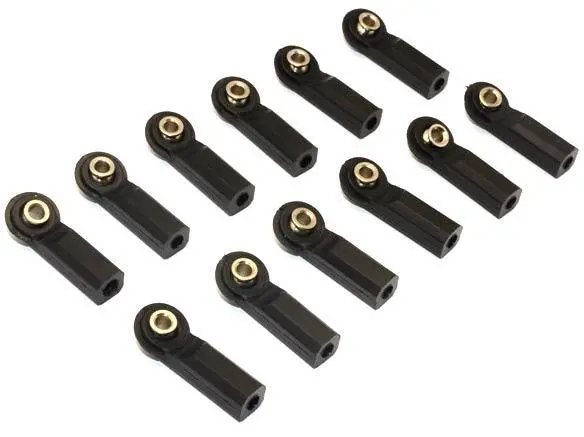 Nylon Ball Links With 5.8X3x7.4Mm Balls (22Mm Long) For 1/10 Scale 4Mm Clockwise And Anticlockwise Turnbuckles - 12Pc Set Black 1