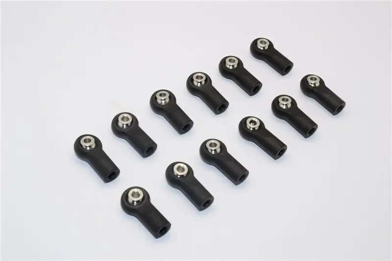 Nylon Ball Links With 6.8X3x7.4Mm Balls (16Mm Long) For 1/10 Scale 4Mm Clockwise And Anticlockwise Turnbuckle - 12Pcs Set Black 1