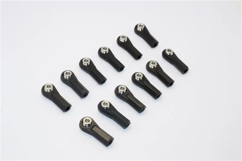 Nylon Ball Links With 6.8X3x7.4Mm Balls (20Mm Long) For 1/10 Scale 4Mm Clockwise And Anticlockwise Turnbuckle - 12Pcs Set Black 1