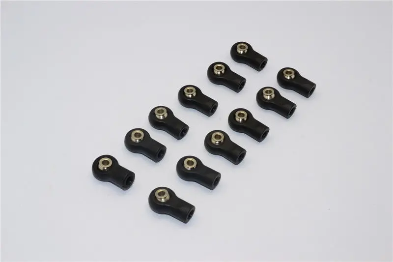 Nylon Ball Links With 6.8X3x7mm Balls (13Mm Long) For 1/10 Scale 4Mm Clockwise And Anticlockwise Turnbuckle - 12Pcs Set Black 1