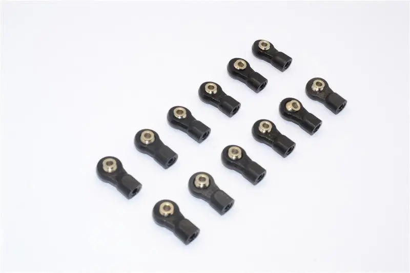 Nylon Ball Links With 6.8X3x7mm Balls (14Mm Long) For 1/14-1/18 Scale 3Mm Clockwise And Anticlockwise Turnbuckle - 12Pcs Set Black 1