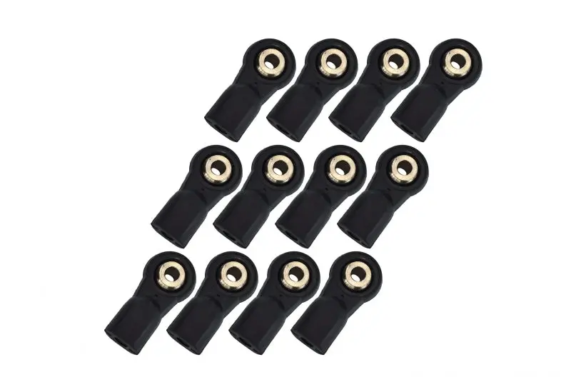 Nylon Ball Links With 6.8X3x7mm Balls (16Mm Long) For 1/10 Scale 3Mm Clockwise  And Anticlockwise Turnbuckle - 12Pcs Set Black 1