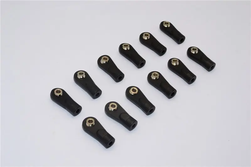 Nylon Ball Links With 6.8X3x7mm Balls (19Mm Long) For 1/10 Scale 4Mm Clockwise And Anticlockwise Turnbuckle - 12Pcs Set Black 1