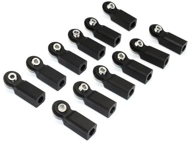 Nylon Ball Links With 6.8X3x7mm Balls (22Mm Long) For 1/8 Scale 5Mm Clockwise And Anticlockwise Turnbuckles - 12Pcs Set Black 1