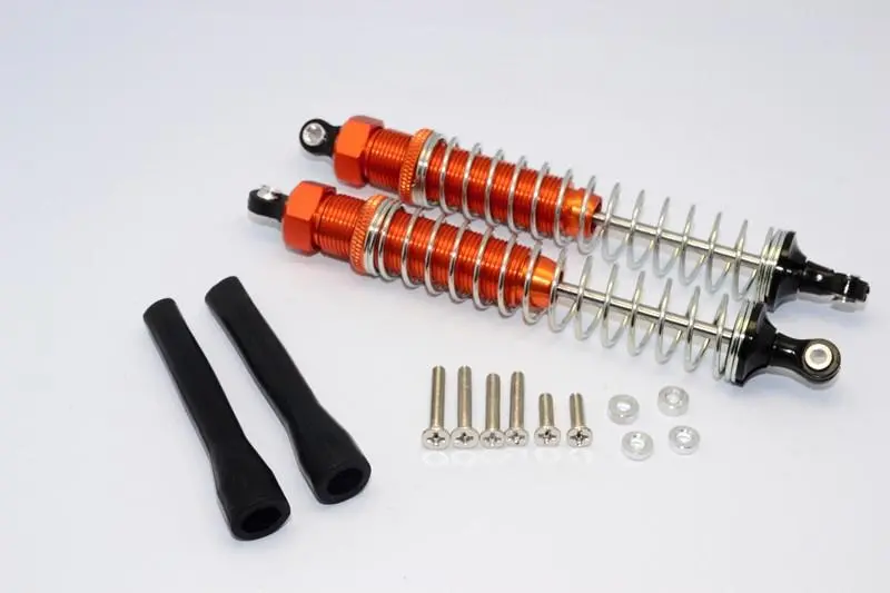 Off Road - Plastic Ball Top Damper (120Mm) With Dust-Proof Black Plastic Cover & Washers & Screws - 1Pr Set Orange 1