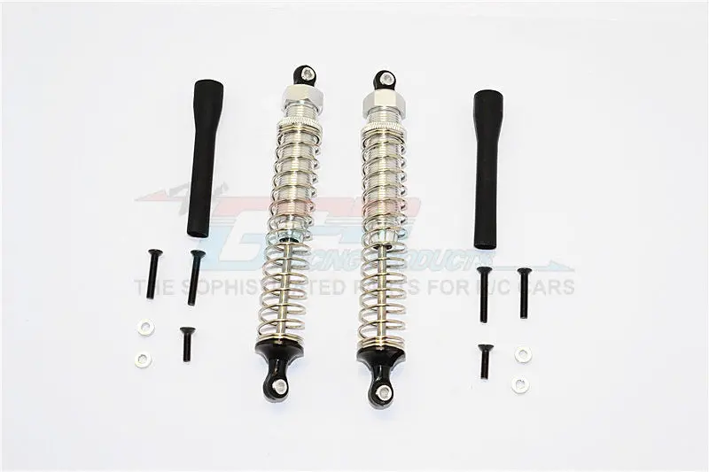 Off Road - Plastic Ball Top Damper (120Mm) With Dust-Proof Black Plastic Cover & Washers & Screws - 1Pr Set Silver 1