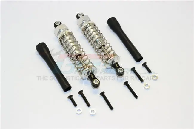 Off Road - Plastic Ball Top Damper (85Mm) With Dust-Proof Black Plastic Cover & Washers & Screws - 1Pr Set Silver 1