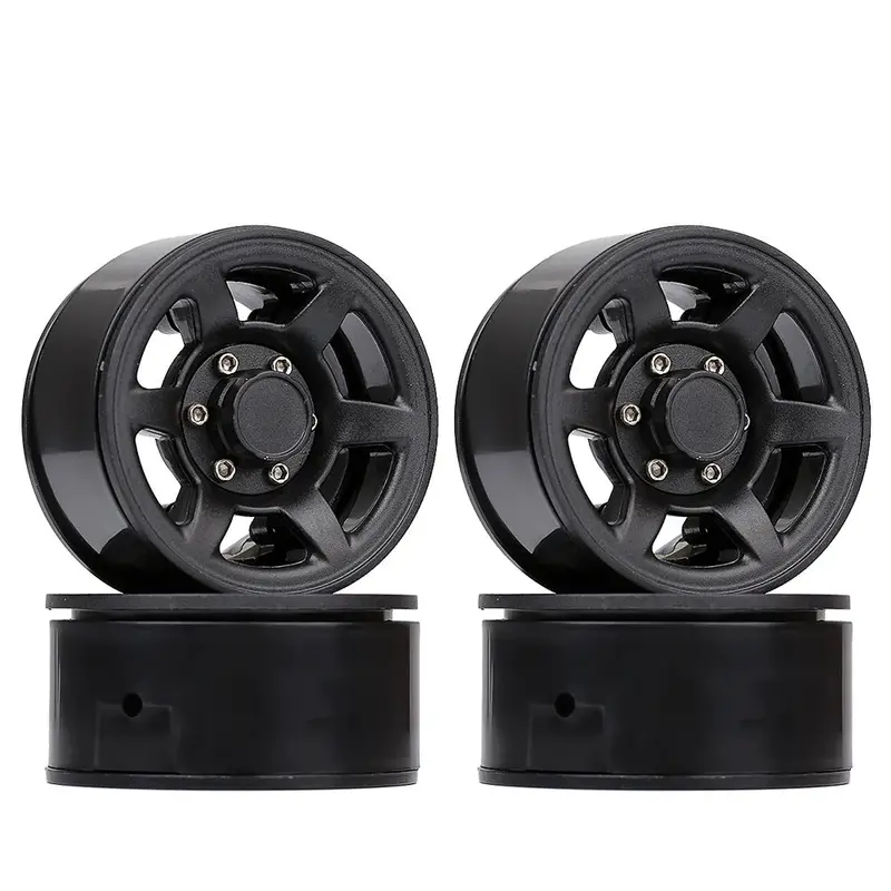 Plastic 1.55" Beadlock Wheel Rim For 1/10 Rc Crawler Car Axial 90069 D90 Tf2 Tamiya Cc01 Lc70 Mst Jimny - 4Pc Set Black 1