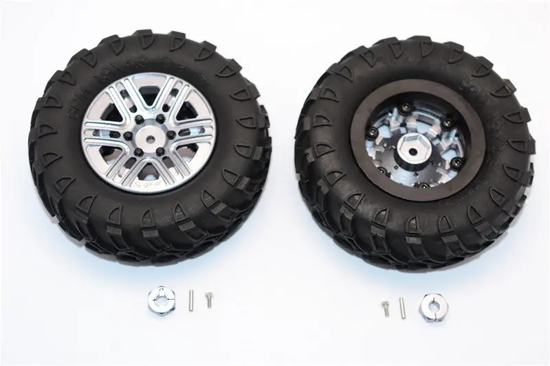 Plastic 6 Poles Simulation Wheels In Black Screws With  1.9" Crawler Tire & 12Mm Hex Tool - 1Pr 1