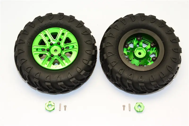 Plastic 6 Poles Simulation Wheels In Black Screws With  1.9" Crawler Tire & 12Mm Hex Tool - 1Pr 1