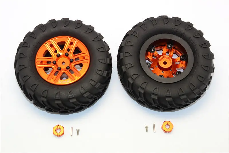 Plastic 6 Poles Simulation Wheels In Black Screws With  1.9" Crawler Tire & 12Mm Hex Tool - 1Pr 1