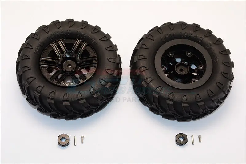 Plastic 6 Poles Simulation Wheels In Black Screws With 1.9" Crawler Tire & 12Mm Hex Tool - 1Pr Black 1