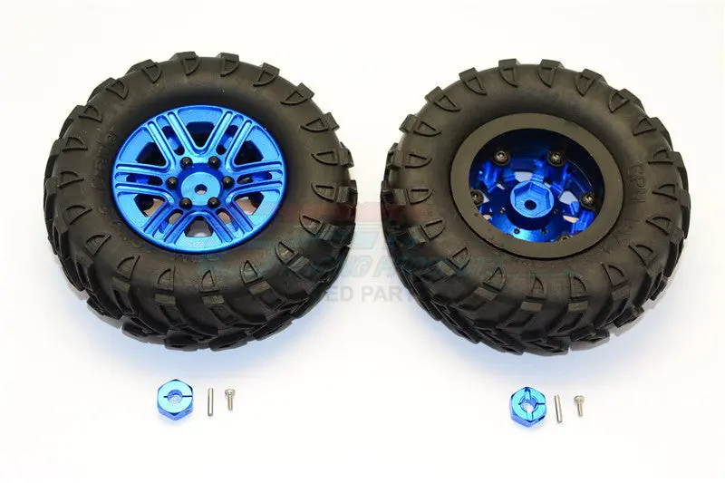 Plastic 6 Poles Simulation Wheels In Black Screws With 1.9" Crawler Tire & 12Mm Hex Tool - 1Pr Blue 1