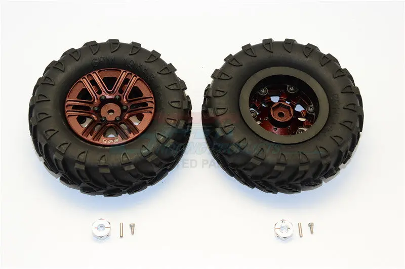 Plastic 6 Poles Simulation Wheels In Black Screws With 1.9" Crawler Tire & 12Mm Hex Tool - 1Pr Brown 1