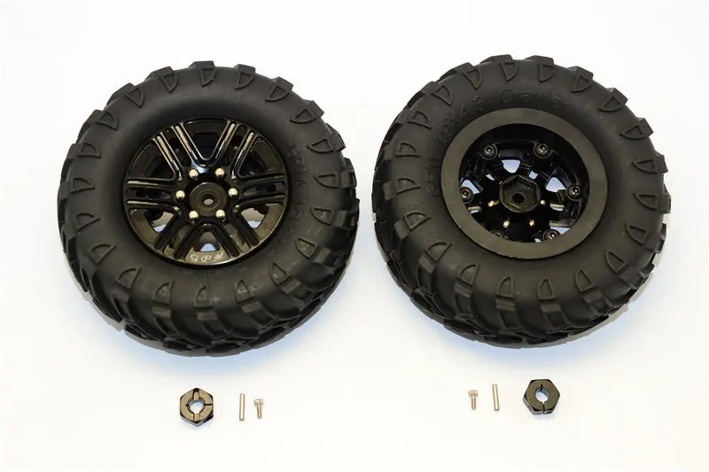 Plastic 6 Poles Simulation Wheels In Silver Screws With  1.9" Crawler Tire & 12Mm Hex Tool - 1Pr 1