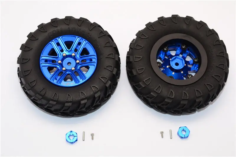 Plastic 6 Poles Simulation Wheels In Silver Screws With  1.9" Crawler Tire & 12Mm Hex Tool - 1Pr 1