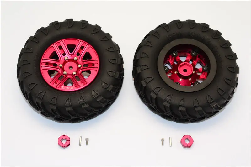 Plastic 6 Poles Simulation Wheels In Silver Screws With  1.9" Crawler Tire & 12Mm Hex Tool - 1Pr 1