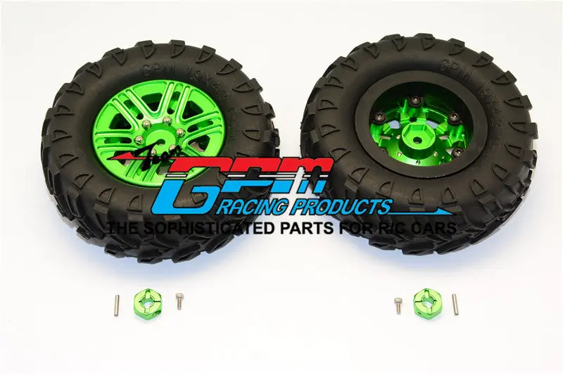 Plastic 6 Poles Simulation Wheels In Silver Screws With 1.9" Crawler Tire & 12Mm Hex Tool - 1Pr Green 1