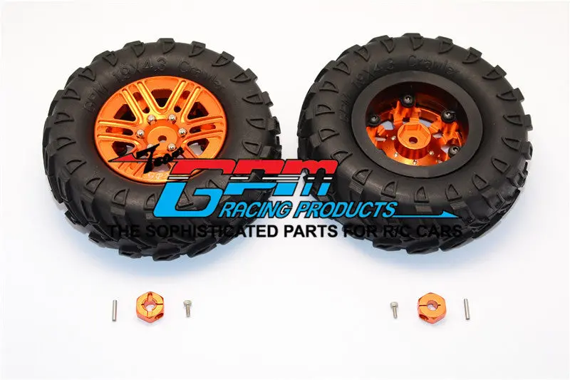 Plastic 6 Poles Simulation Wheels In Silver Screws With 1.9" Crawler Tire & 12Mm Hex Tool - 1Pr Orange 1