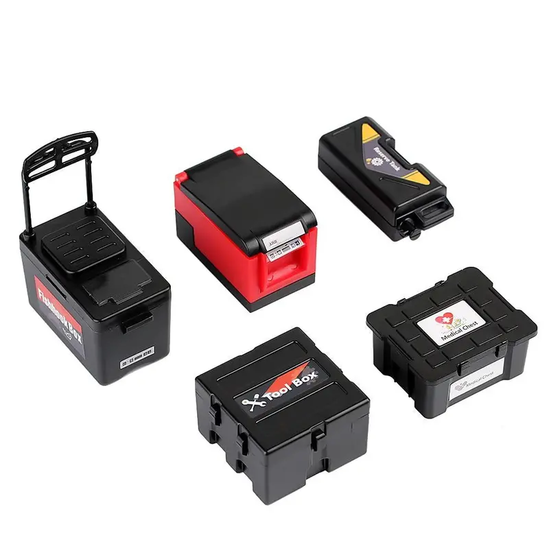 Plastic Simulation Fishing Box Medical Chest Tool Case For 1:10 Rc Crawler Car Traxxas Trx4 Trx6 Axial Scx10 90046 - 5Pc Set Black 1