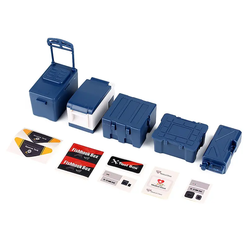 Plastic Simulation Fishing Box Medical Chest Tool Case For 1:10 Rc Crawler Car Traxxas Trx4 Trx6 Axial Scx10 90046 - 5Pc Set Blue 1
